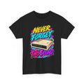 Never Forget This Sound T-Shirt | Retro Dial-Up Modem Nostalgia on a Black T-shirt, view 3 (Color: Black)