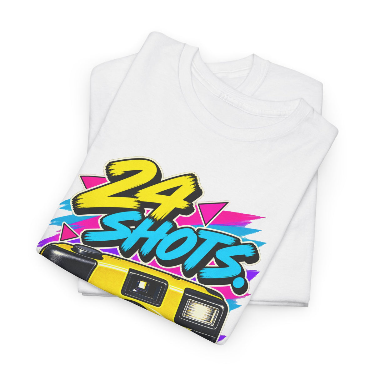 24 Shots Choose Wisely T-Shirt | Retro Disposable Camera Nostalgia on a White T-shirt, view 5 (Color: White)