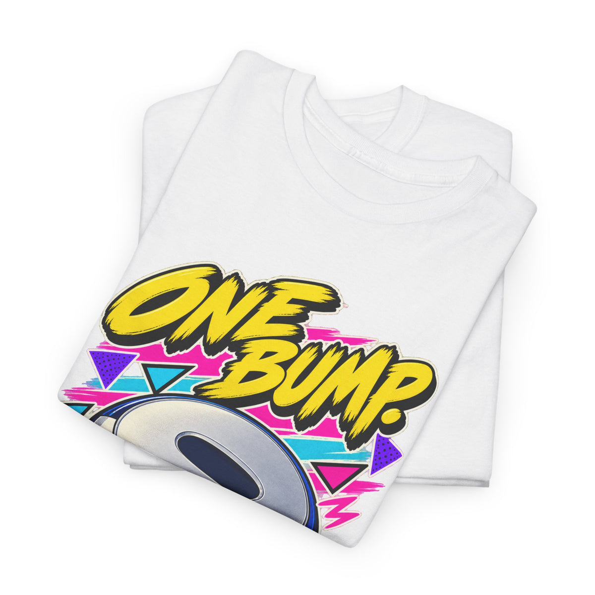 One Bump New Track T-Shirt | Retro CD Walkman Nostalgia on a White T-shirt, view 5 (Color: White)