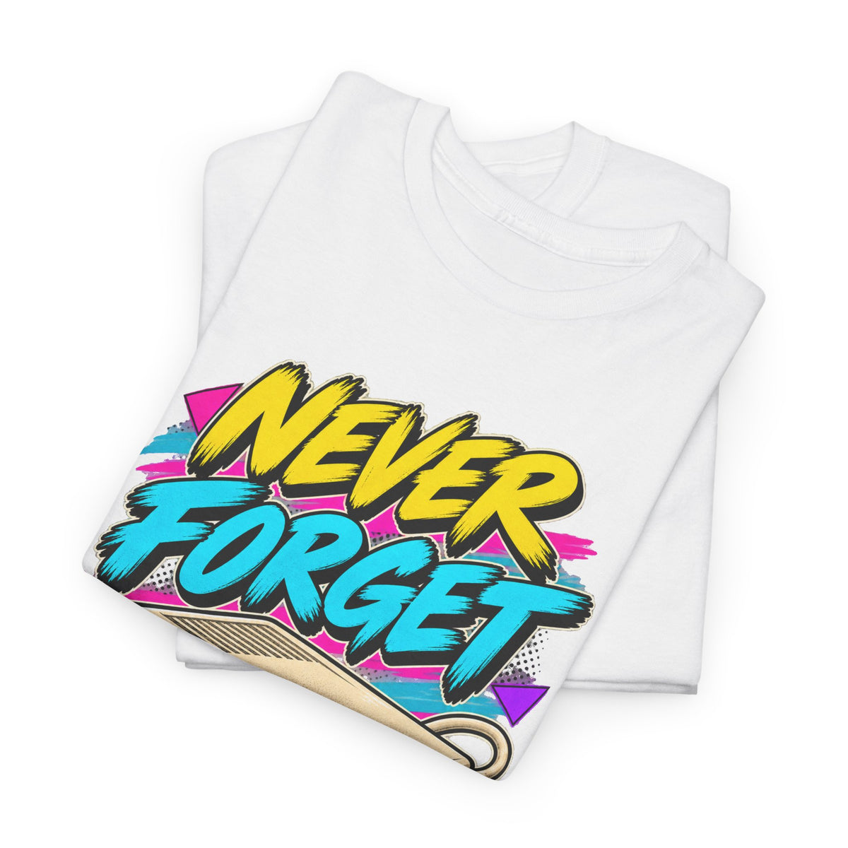 Never Forget This Sound T-Shirt | Retro Dial-Up Modem Nostalgia on a White T-shirt, view 5 (Color: White)