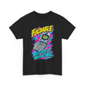 Foldable Before It Was Cool T-Shirt | Retro Flip Phone Nostalgia on a Black T-shirt, view 2 (Color: Black)