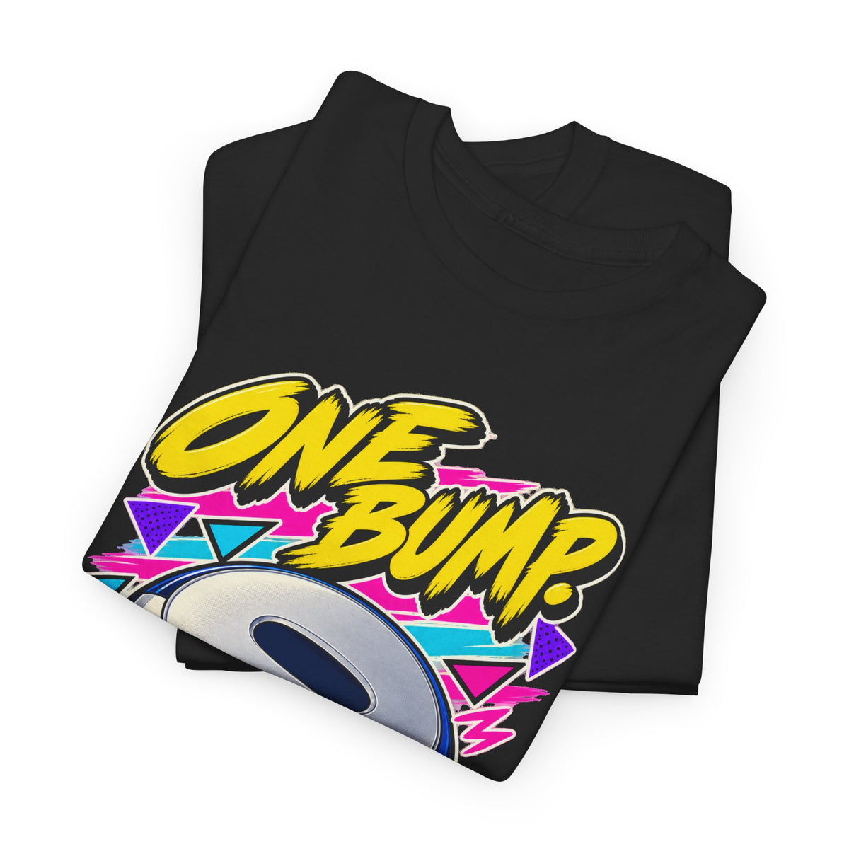 One Bump New Track T-Shirt | Retro CD Walkman Nostalgia on a Black T-shirt, view 13 (Color: Black)