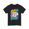 Pick Up to Find Out T-Shirt | Retro Landline Phone Nostalgia on a Black T-shirt, view 2 (Color: Black)